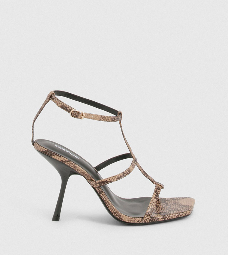 Snakeskin Strappy Heeled Sandals