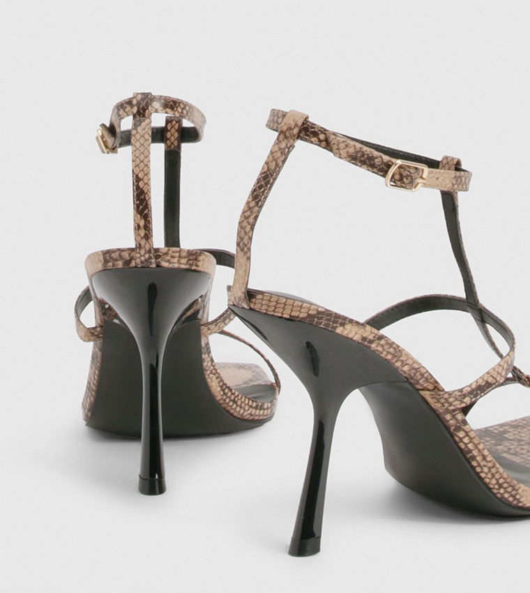 Snakeskin Strappy Heeled Sandals