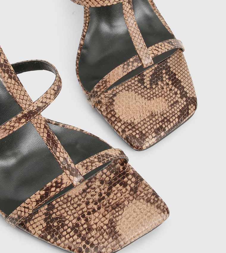 Snakeskin Strappy Heeled Sandals