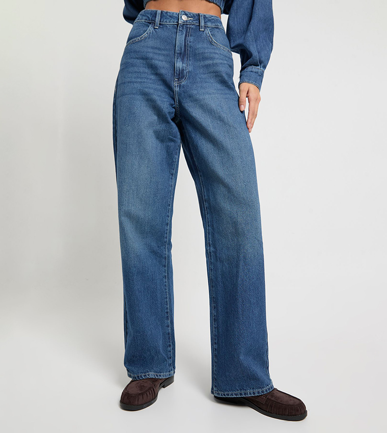 بنطلون جينز بخصر عالي للمقاسات الطويلة