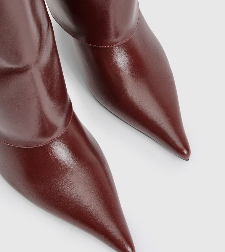 Fold Over Pointed Toe Knee High Boots