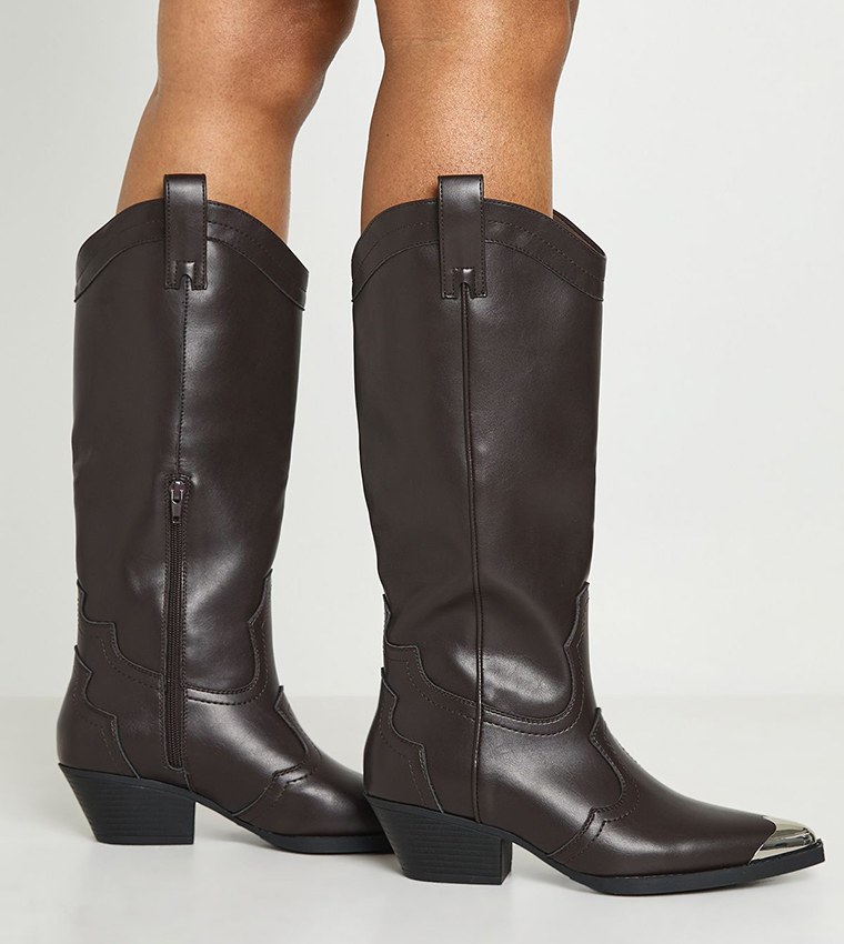 Metal Toecap Detail Western Cowboy Boots