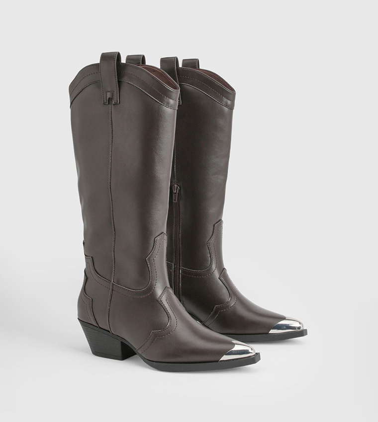 Metal Toecap Detail Western Cowboy Boots