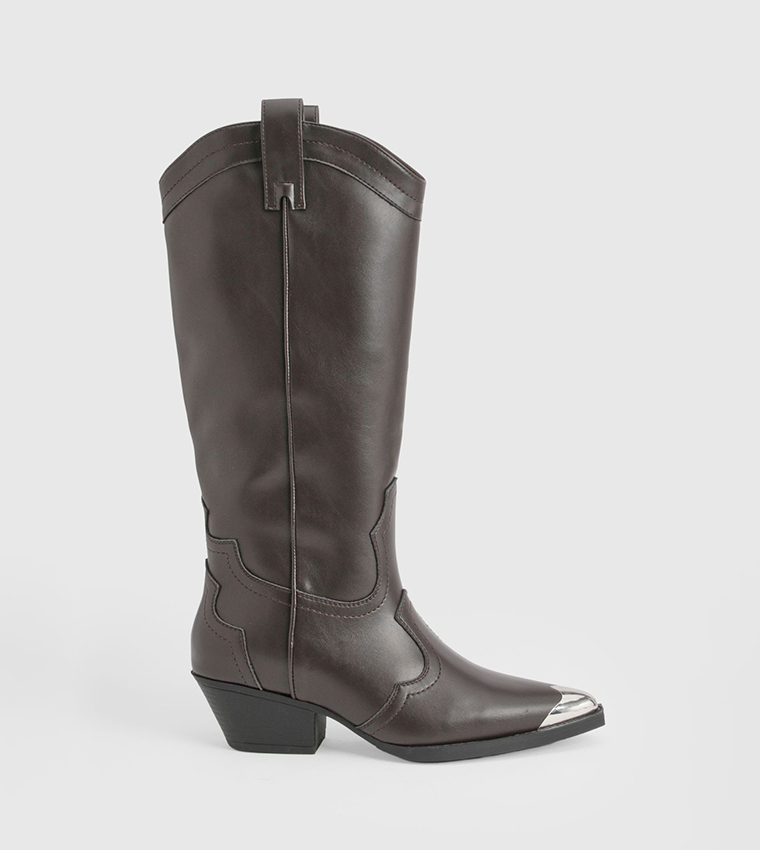 Metal Toecap Detail Western Cowboy Boots