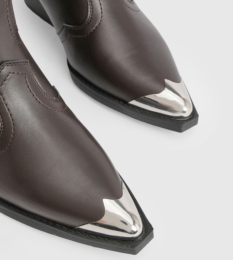Metal Toecap Detail Western Cowboy Boots