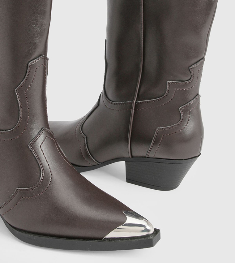 Metal Toecap Detail Western Cowboy Boots