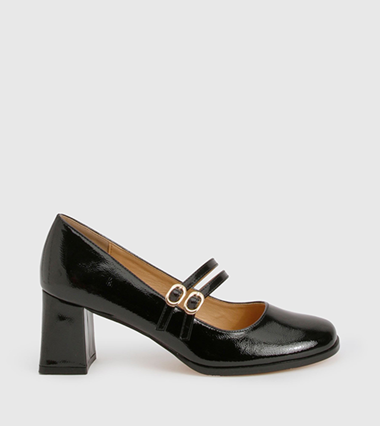 Double Strap Block Heel Mary Jane Pumps