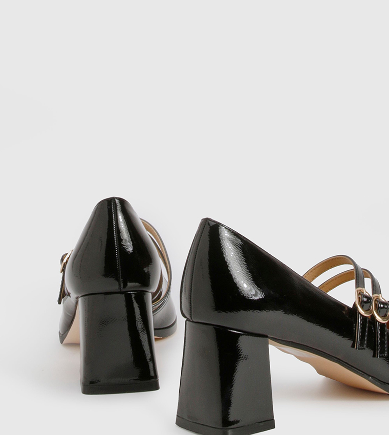 Double Strap Block Heel Mary Jane Pumps