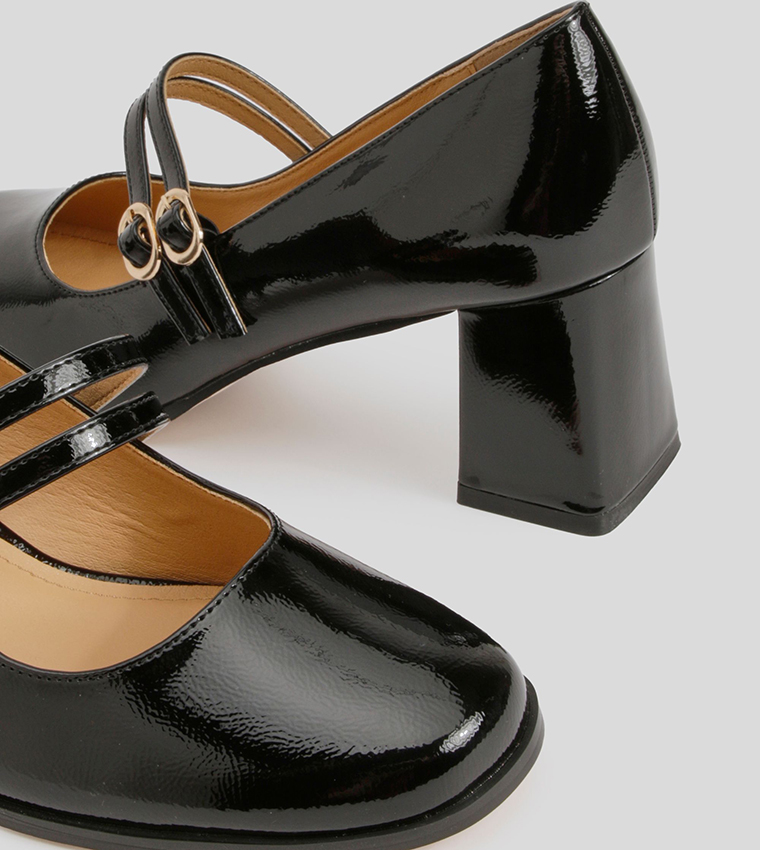 Double Strap Block Heel Mary Jane Pumps