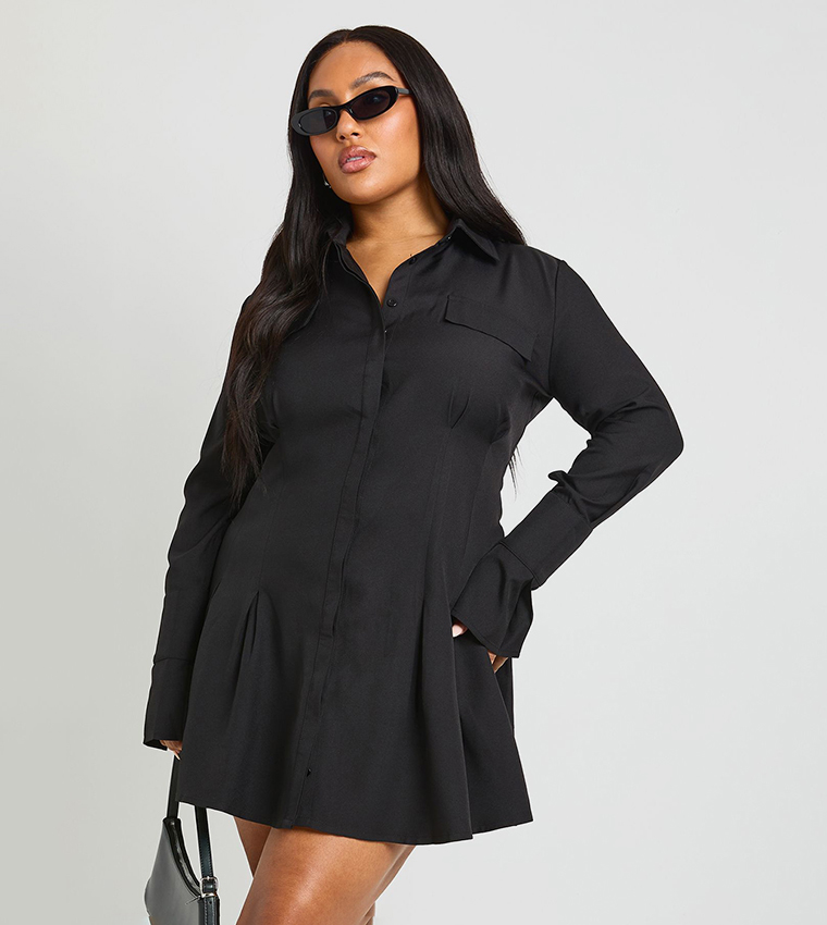 Curve Utility Cotton Shirt Dress