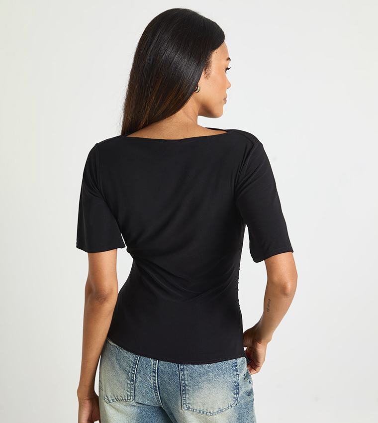 Asymmetric Hem Short Sleeves Maternity Top