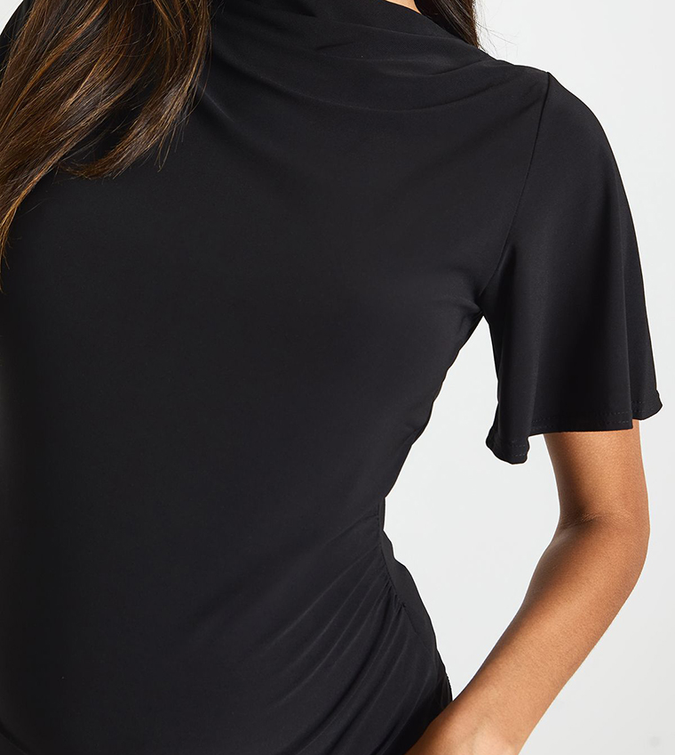 Asymmetric Hem Short Sleeves Maternity Top