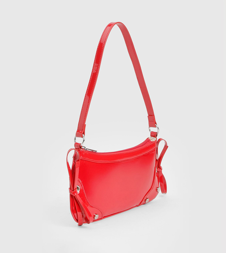 Bow Detail Vinyl Shoulder Bag