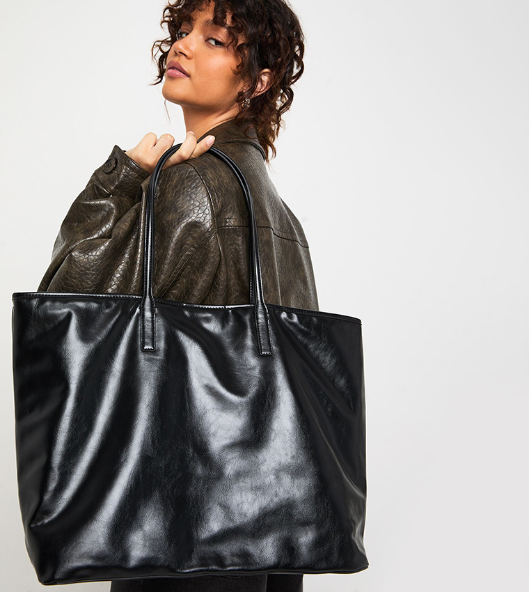 Solid Oversized Tote Bag