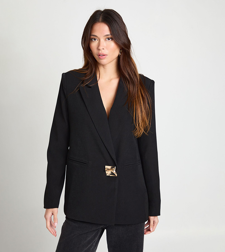 Gold Trim Tailored Oversized Blazer