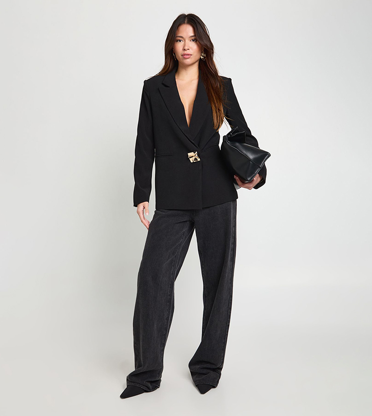 Gold Trim Tailored Oversized Blazer