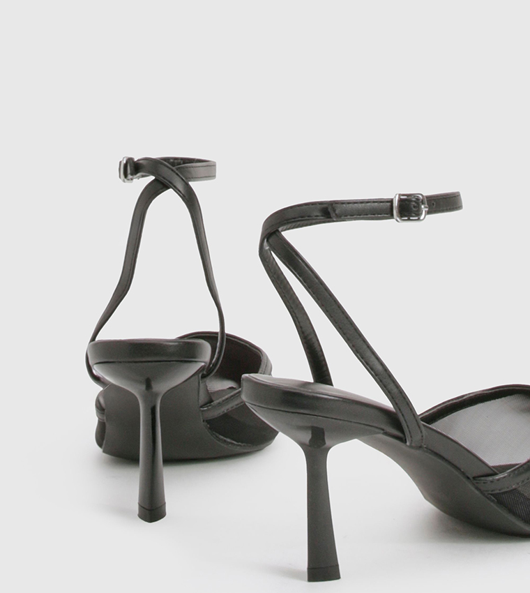 حذاء شبكي بكعب ستيليتو وحزام كاحل 