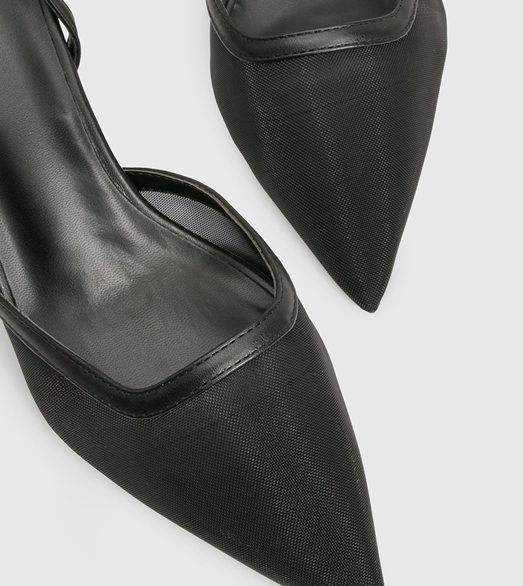 حذاء شبكي بكعب ستيليتو وحزام كاحل 