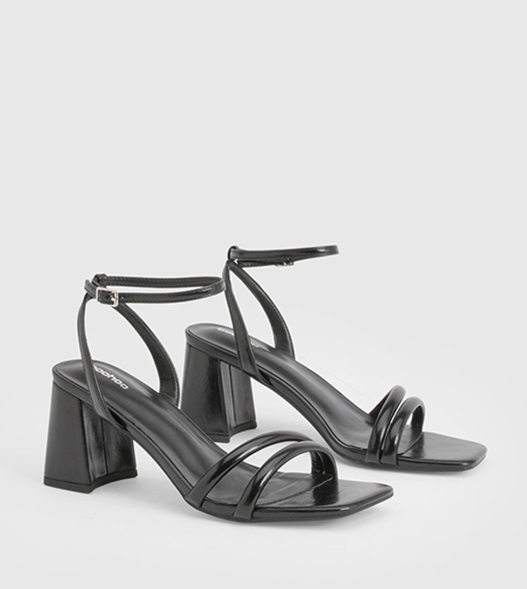 Metallic Padded Strap 2 Part Block Heel Sandals