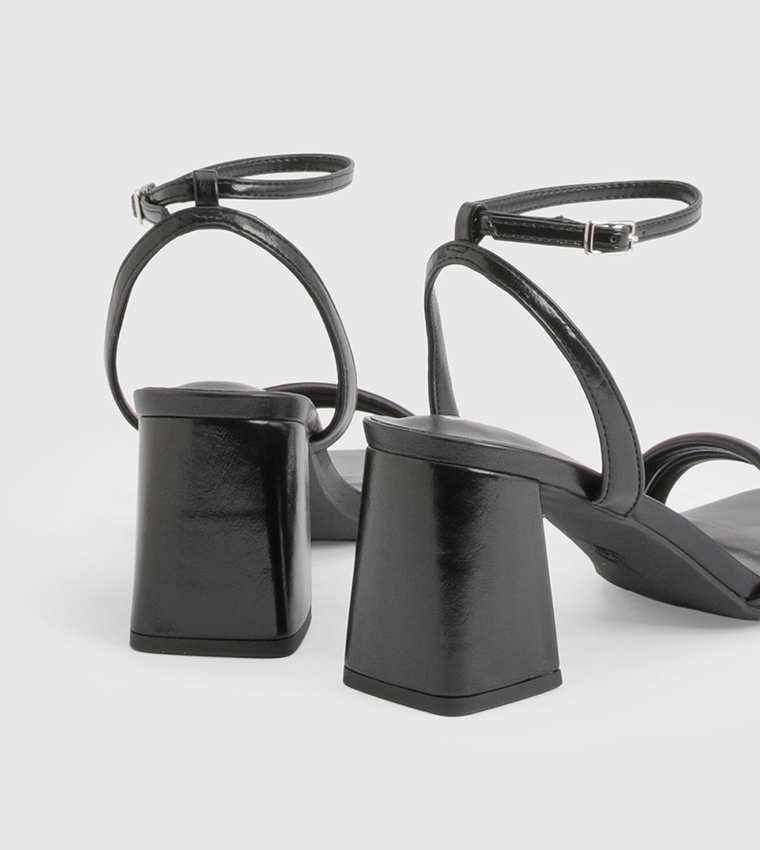 Metallic Padded Strap 2 Part Block Heel Sandals