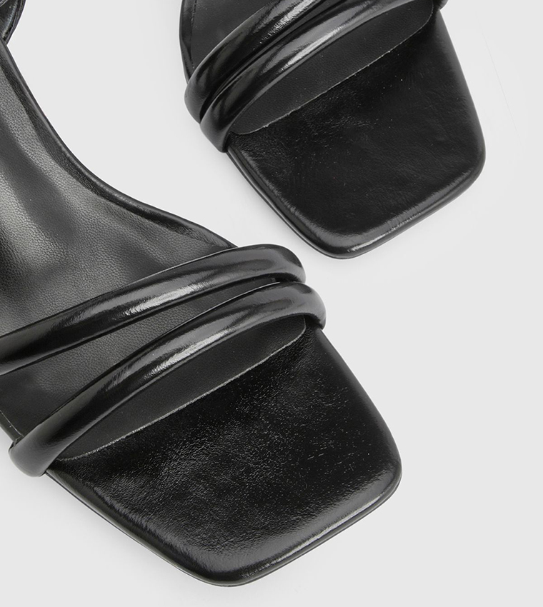 Metallic Padded Strap 2 Part Block Heel Sandals