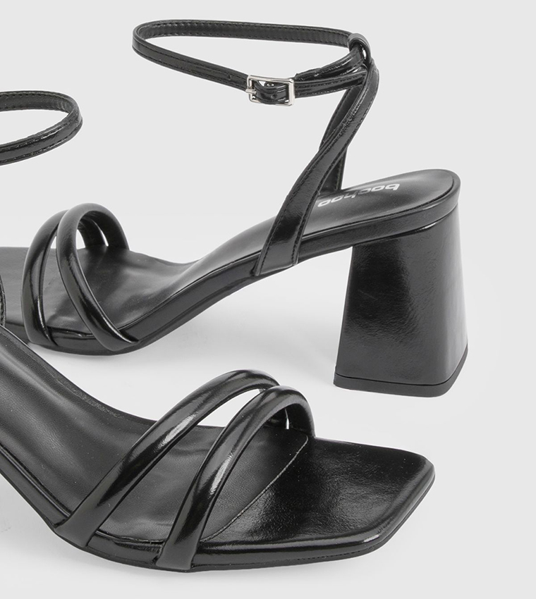 Metallic Padded Strap 2 Part Block Heel Sandals