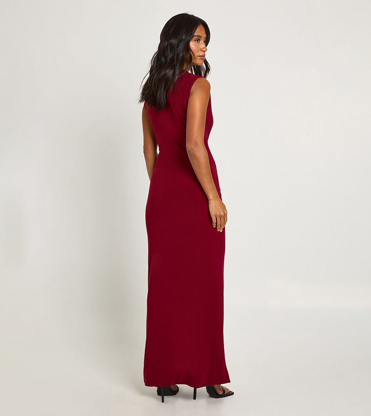 Petite Double Layer Asymmetric Wrap Detail Maxi Dress