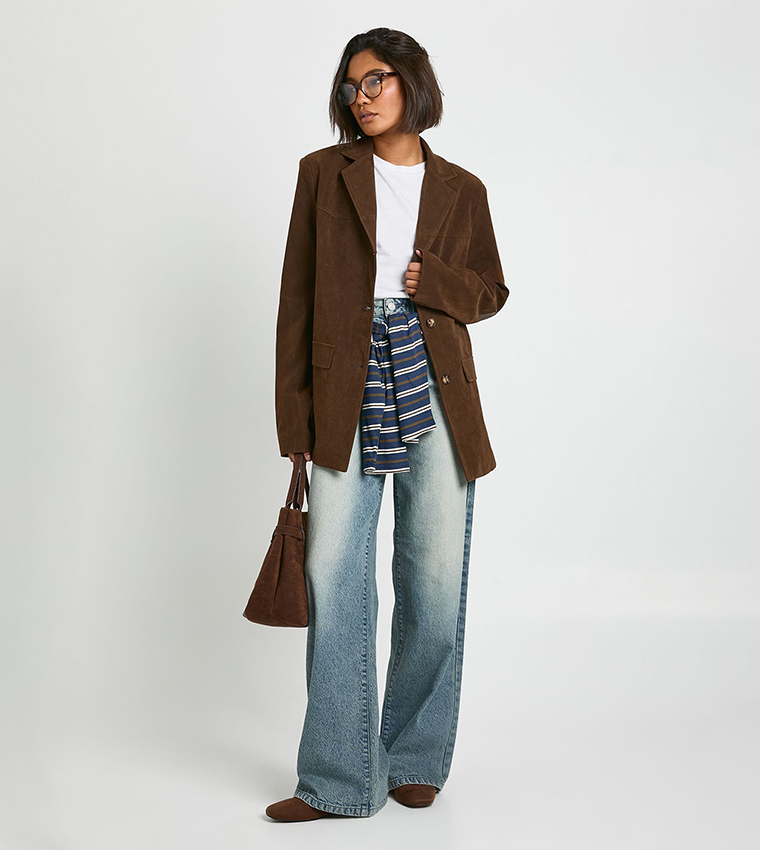 جاكيت اوفرسايز شامواه صناعي فينتج للمقاسات الطويلة  