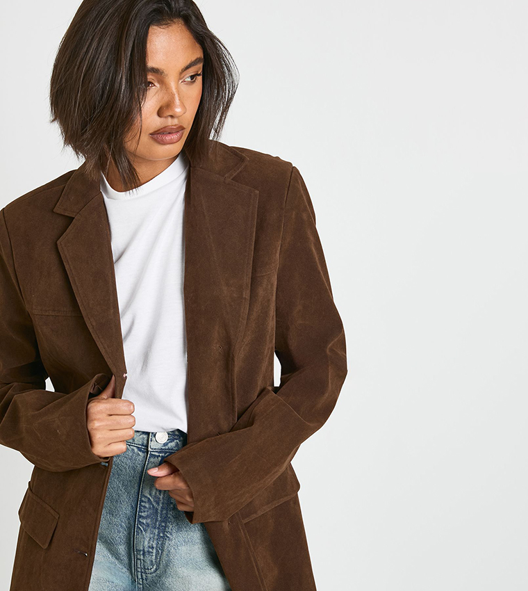 جاكيت اوفرسايز شامواه صناعي فينتج للمقاسات الطويلة  