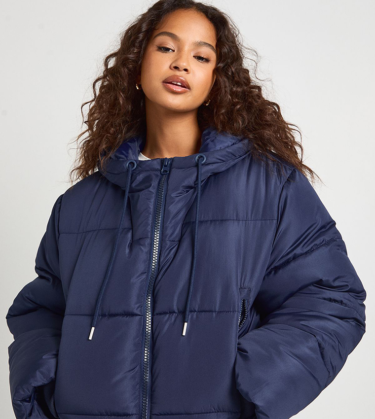 Zippered Hooded Puffer Jacket