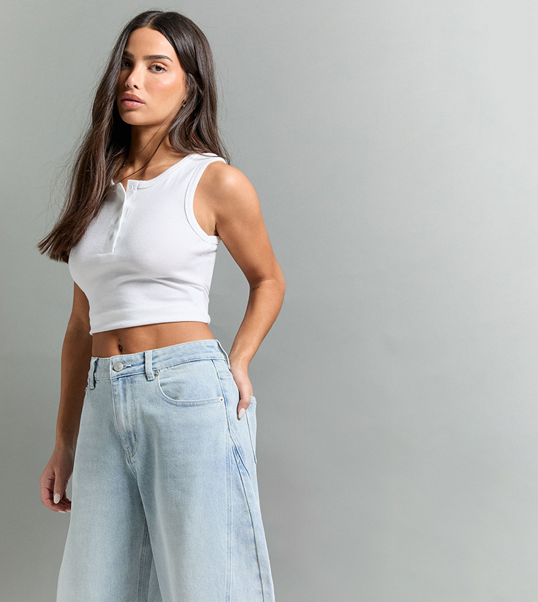 Petite Mid Waist Barrel Jeans
