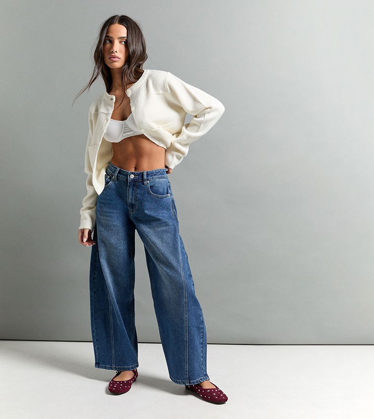 Petite Mid Waist Barrel Jeans