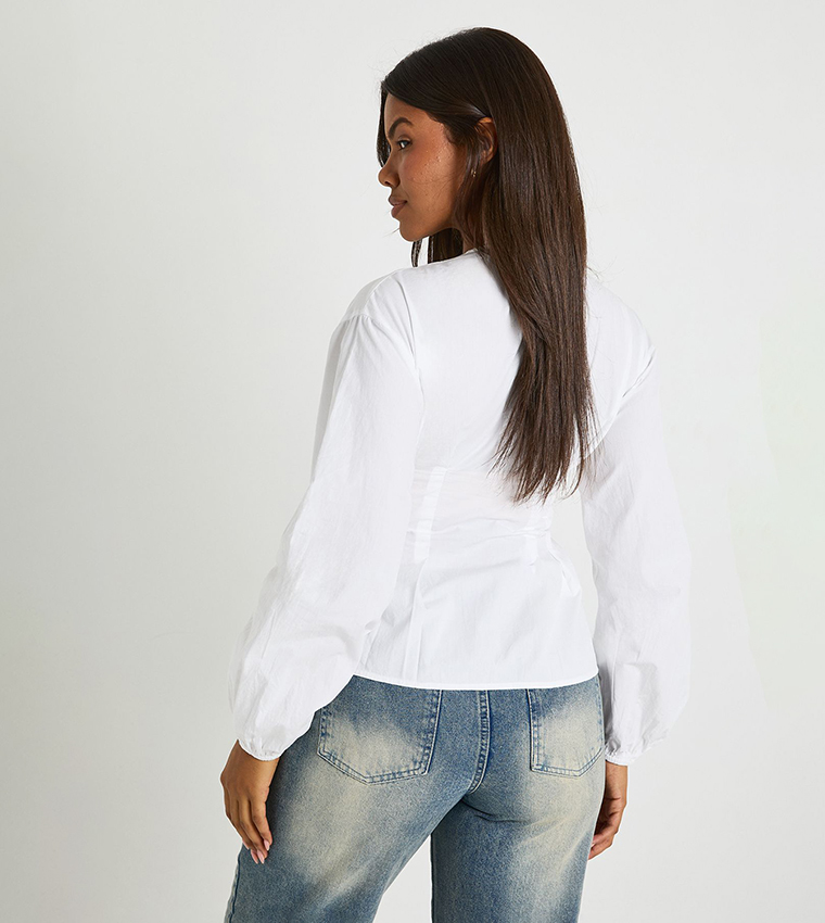 Poplin Button Down Long Sleeves Top