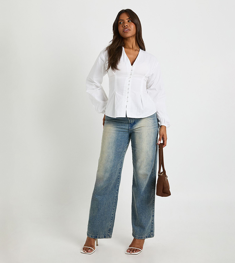 Poplin Button Down Long Sleeves Top