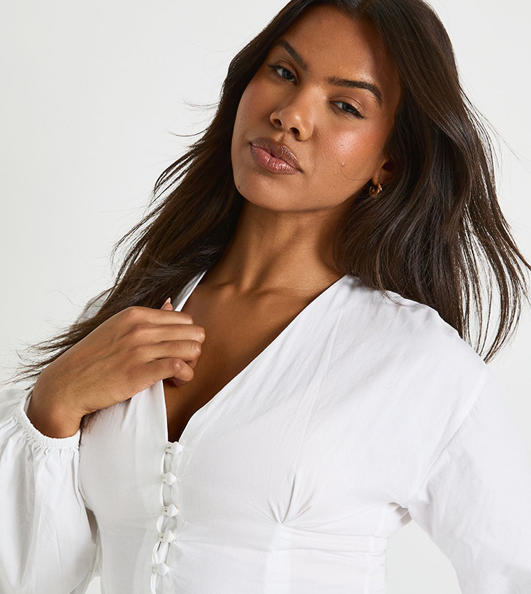 Poplin Button Down Long Sleeves Top