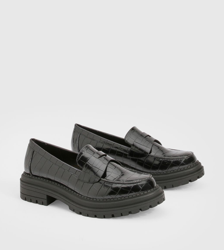 Chunky Croc Strap Detail Loafers