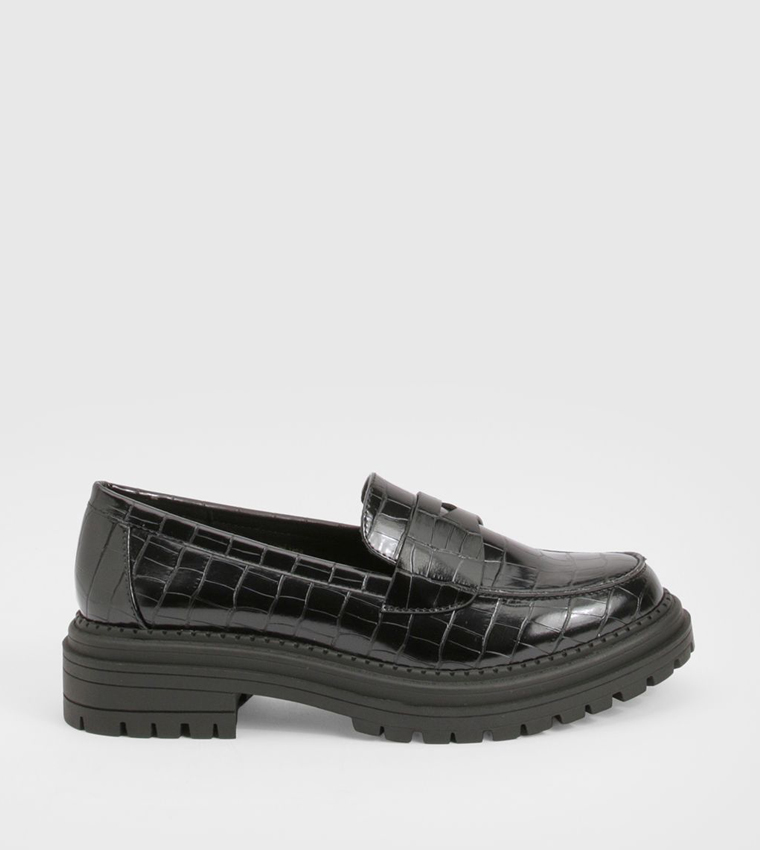 Chunky Croc Strap Detail Loafers