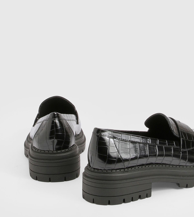 Chunky Croc Strap Detail Loafers