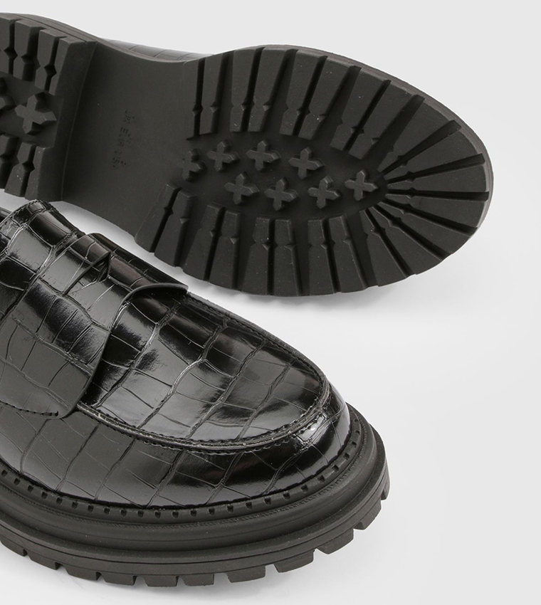 Chunky Croc Strap Detail Loafers