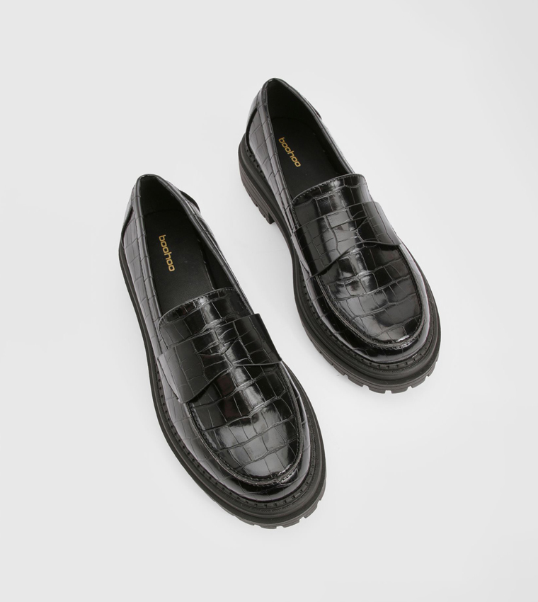 Chunky Croc Strap Detail Loafers