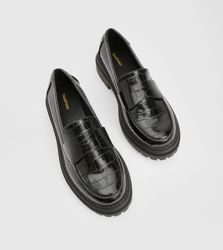 Chunky Croc Strap Detail Loafers