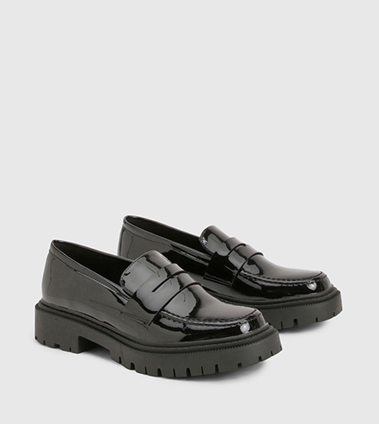 Patent Chunky Slip-On Loafers