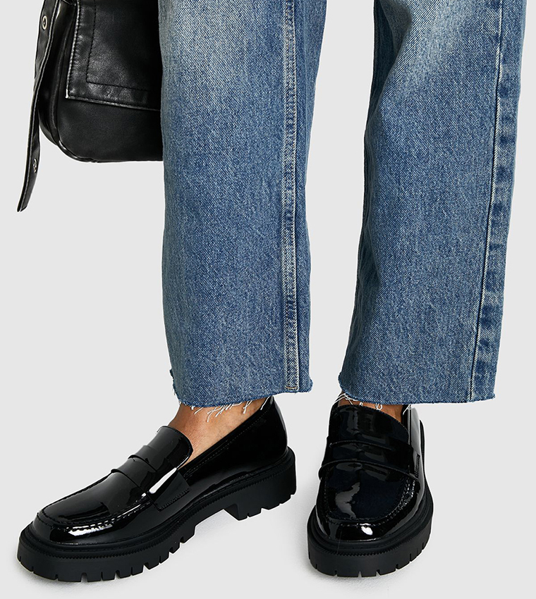 Patent Chunky Slip-On Loafers