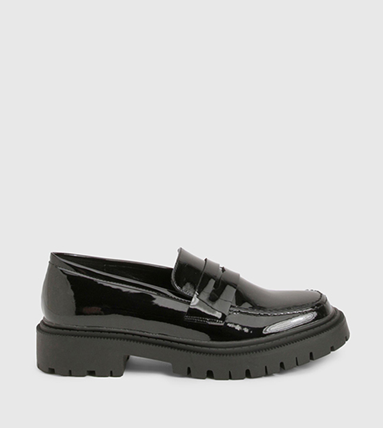Patent Chunky Slip-On Loafers