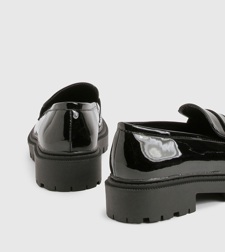 Patent Chunky Slip-On Loafers