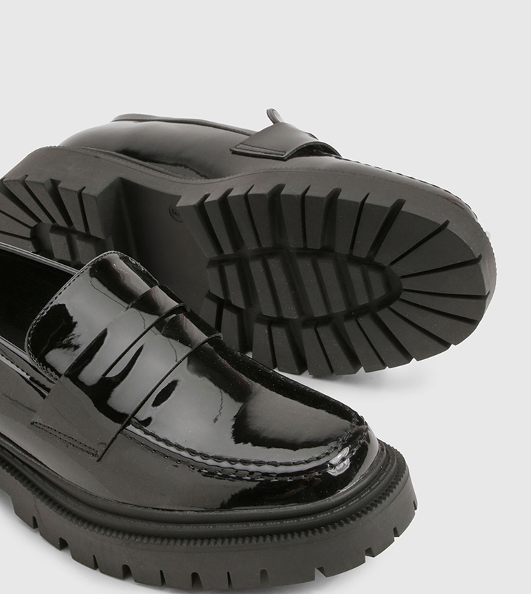 Patent Chunky Slip-On Loafers
