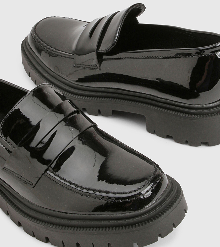 Patent Chunky Slip-On Loafers