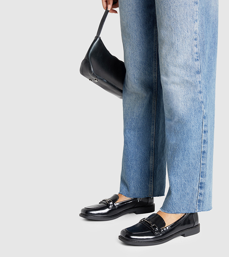 Wide Fit Hardware Detail Loafers