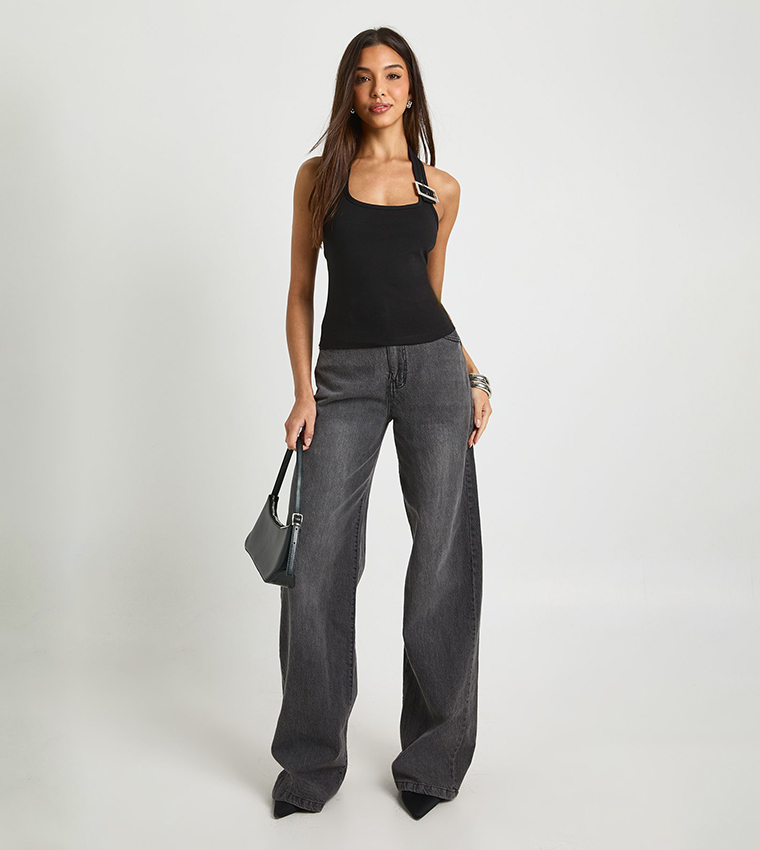 Buckle Detail Halterneck Top
