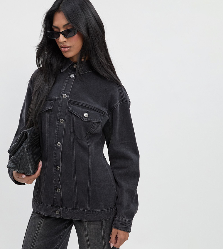 Cinched Waist Denim Jacket